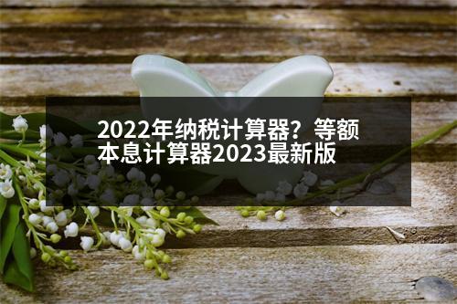 2022年納稅計算器？等額本息計算器2023最新版