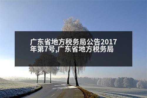 廣東省地方稅務局公告2017年第7號,廣東省地方稅務局