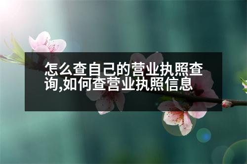 怎么查自己的營業(yè)執(zhí)照查詢,如何查營業(yè)執(zhí)照信息