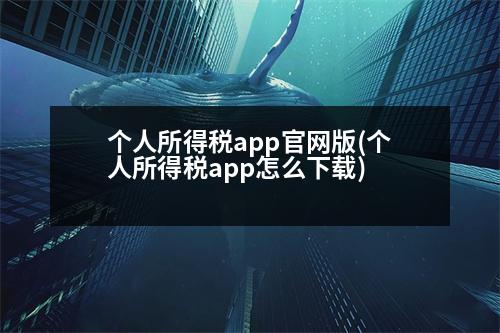 個(gè)人所得稅app官網(wǎng)版(個(gè)人所得稅app怎么下載)