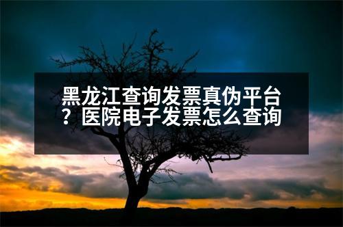 黑龍江查詢發(fā)票真?zhèn)纹脚_？醫(yī)院電子發(fā)票怎么查詢