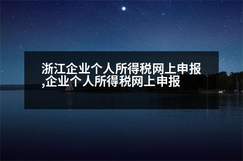 浙江企業(yè)個(gè)人所得稅網(wǎng)上申報(bào),企業(yè)個(gè)人所得稅網(wǎng)上申報(bào)