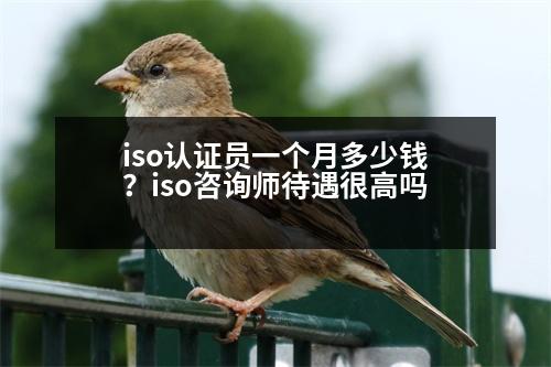 iso認(rèn)證員一個月多少錢？iso咨詢師待遇很高嗎