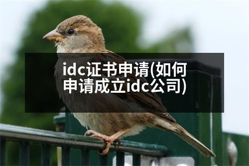 idc證書申請(如何申請成立idc公司)