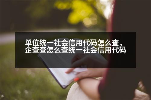 單位統(tǒng)一社會信用代碼怎么查，企查查怎么查統(tǒng)一社會信用代碼