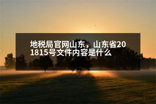 地稅局官網(wǎng)山東，山東省201815號(hào)文件內(nèi)容是什么