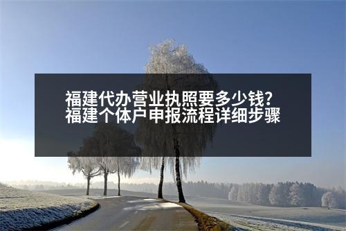 福建代辦營業(yè)執(zhí)照要多少錢？福建個體戶申報流程詳細(xì)步驟