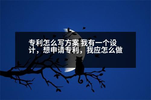 專利怎么寫方案 我有一個設(shè)計，想申請專利，我應(yīng)怎么做