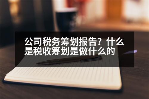 公司稅務(wù)籌劃報告？什么是稅收籌劃是做什么的