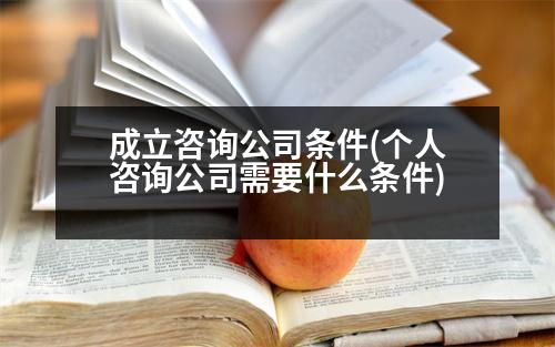 成立咨詢公司條件(個人咨詢公司需要什么條件)