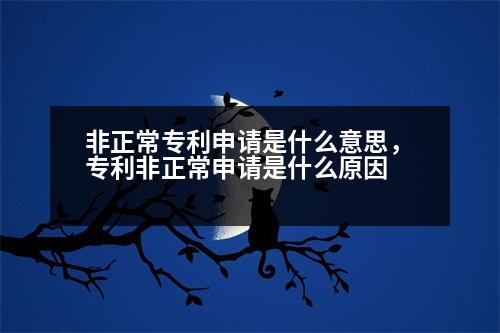 非正常專利申請是什么意思，專利非正常申請是什么原因